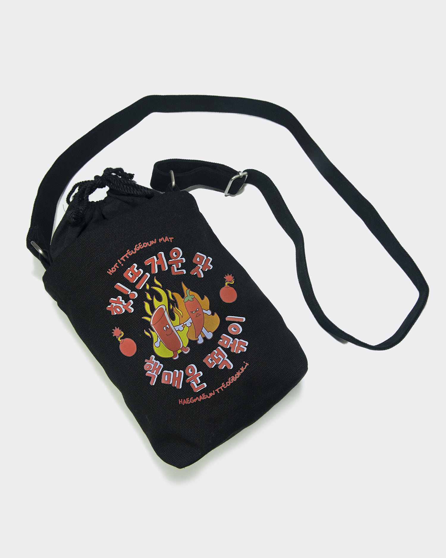 떡볶이 스몰 캔버스 숄더백 블랙 tteokbokki small canvas shoulder bag (Black)
