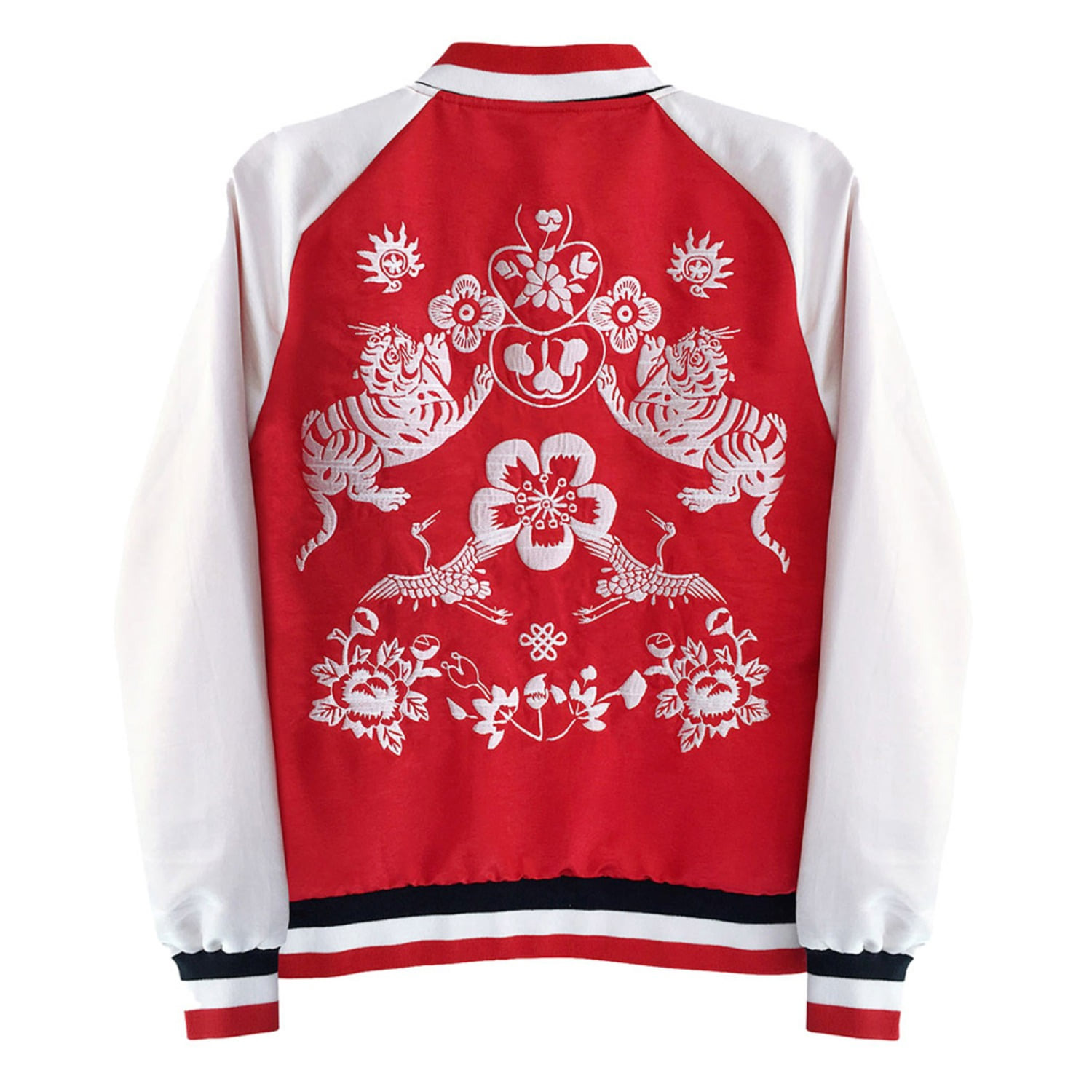 전통문양 자수 봄버자켓 레드  Traditional Embroidery bomber Jacket (Red)