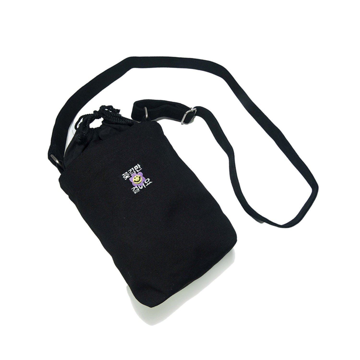 꽃길 스몰 캔버스 숄더백 블랙Flower small canvas shoulder bag (Black)